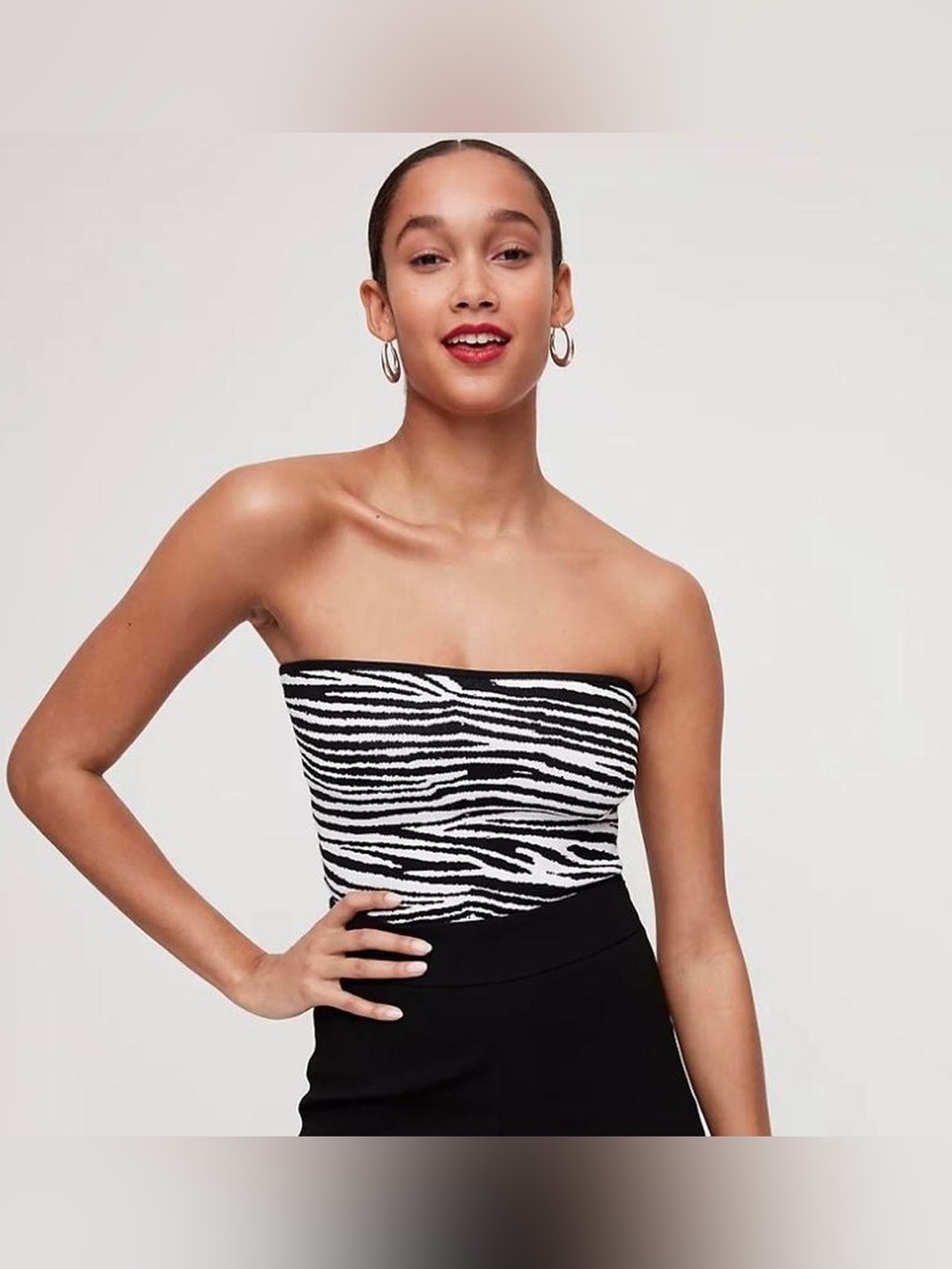 🖤 BABATON Artizia NWT Strapless Zebra Print Essamba Scupt Tube Top - Size XS 🖤